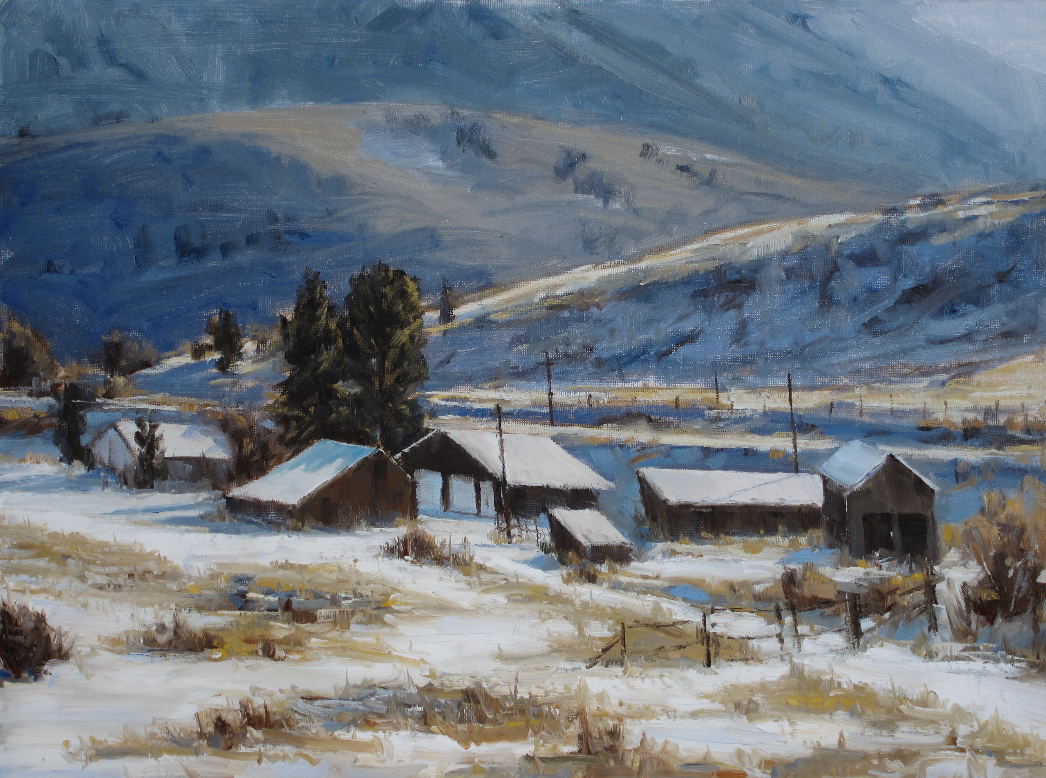 Chilly Morn at the Lyons Homestead 16x20 Spirits In The Wind Gallery Golden C.O